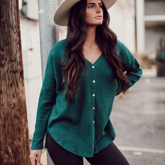 Waffle Knit Thermal Top - Picture 2 of 5